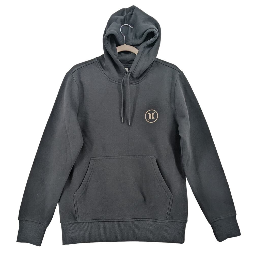 Hurley Fleece Hoodie Sweatshirt Mens M Black Long Sleeve Classic Fit Casual Logo